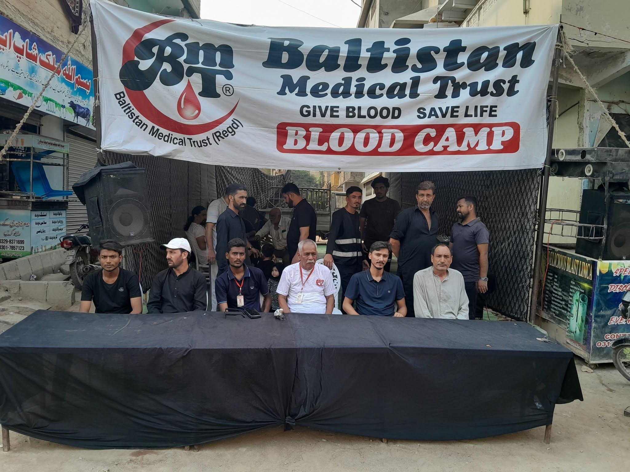 BMT volunteers and donors at a Baltistan Medical Trust blood camp